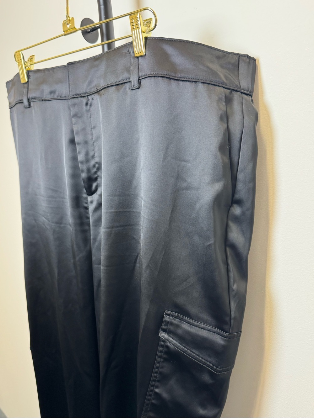 Torrid Black Satin Cargo Pants Size 18 Plus 42 Waist Stretch